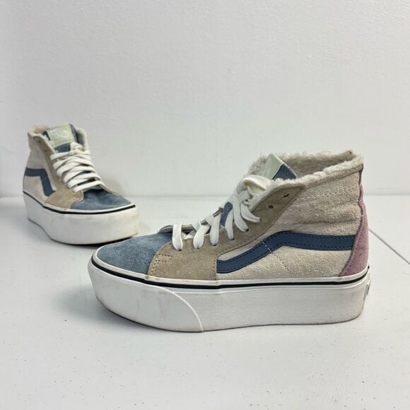 Vans Sk8-hi Tapered Stackform Sneakers Sherpa Lined Color-block Suede Womens 5 - Picture 1 of 14